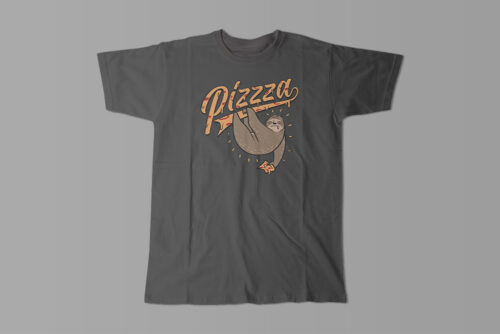 Pizzza Sloth Men's Tshirt Terrorist Tee - charcoal