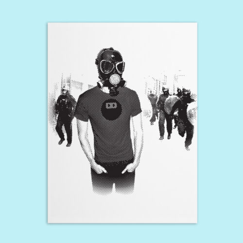 Riot Guy Tshirt Terrorist Graphic Design Poster Wall Art - no border - straight