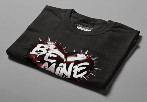 Be Mine Spikey Goth Heart Tshirt Terrorist Fusion Men's Tee - black - folded angled