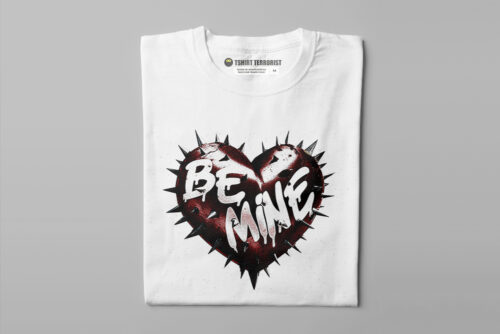 Be Mine Spikey Goth Heart Tshirt Terrorist Fusion Men's Tee - white - folded straight