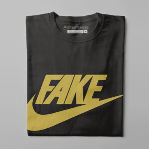 Fake Nike Brand Satire Men's Tshirt Terrorist Tee - black and gold - folded straight