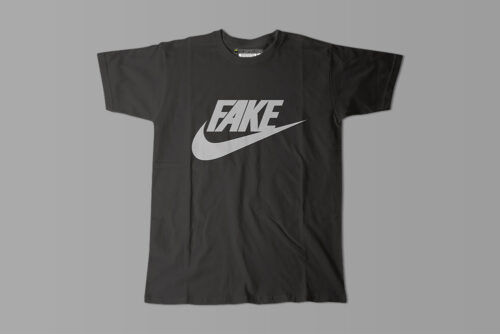 Fake Nike Brand Satire Men's Tshirt Terrorist Tee - black and silver