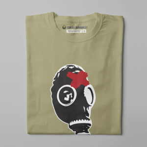 Gasmask Graphic Men's Tshirt Terrorist Tee - sage - folded straight