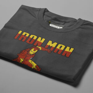 Iron Man Marvel Superhero Parody Men's Tshirt Terrorist Tee - charcoal - folded angled