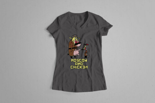 Moscow And Chicken Parody Ladies' Tshirt Terrorist Tee - charcoal