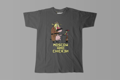 Moscow And Chicken Parody Men's Tshirt Terrorist Tee - charcoal