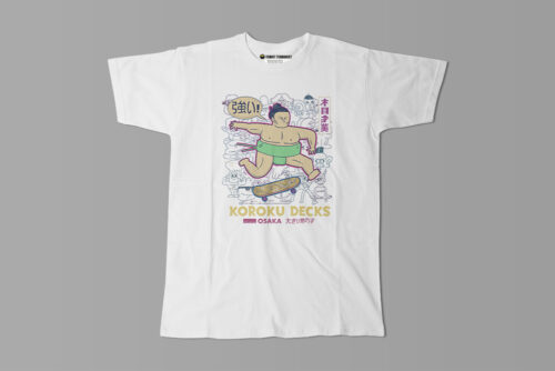 Japanese Sumo Skater Parody Happy Chicken Fitness Cult Men's Tee - white