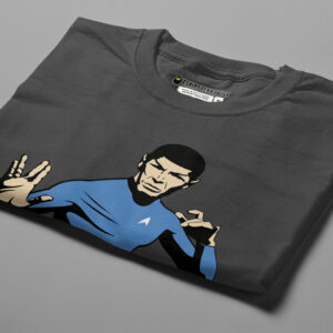 Enter The Vulcan Spock Star Trek Parody Men's Tshirt Terrorist Tee - charcoal - folded angled