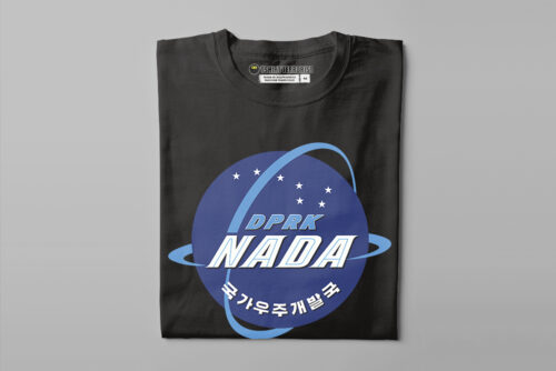 NADA DPRK North Korea Space Agency Kim Jong-un Parody Men's Tshirt Terrorist Tee - black - folded straight