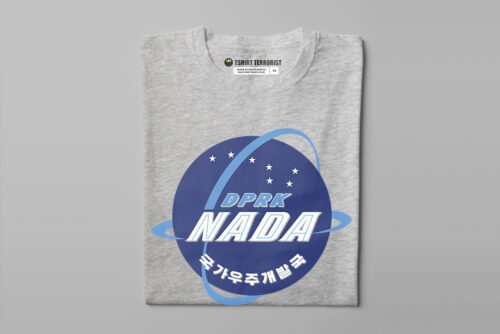 NADA DPRK North Korea Space Agency Kim Jong-un Parody Men's Tshirt Terrorist Tee - grey melange - folded straight