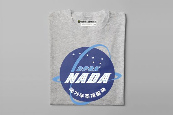 NADA DPRK North Korea Space Agency Kim Jong-un Parody Men's Tshirt Terrorist Tee - grey melange - folded straight