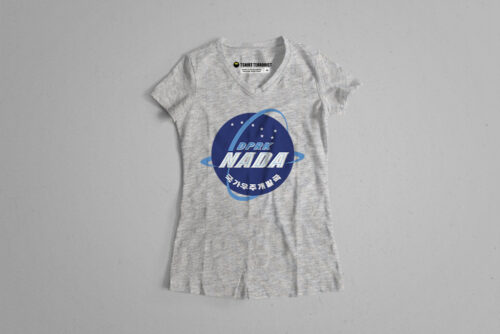 NADA DPRK North Korea Space Agency Kim Jong-un Parody Ladies' Tshirt Terrorist Tee - grey melange