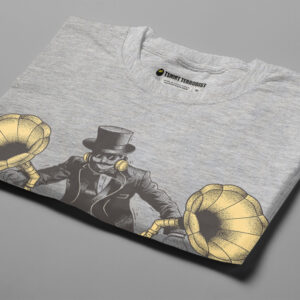 Drop The Beats Music DJ Vintage Gamma-Ray Graphic Men's Tee - grey melange - folded angled