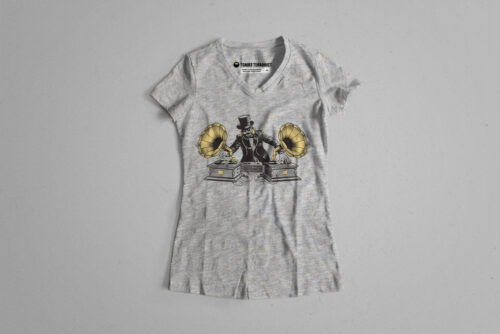 Drop The Beats Music DJ Vintage Gamma-Ray Graphic Ladies' Tee - grey melange