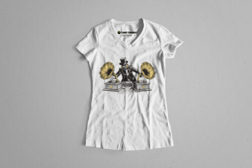 Drop The Beats Music DJ Vintage Gamma-Ray Graphic Ladies' Tee - white