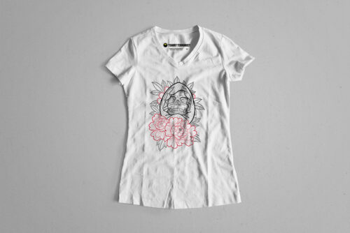 Durant Skull Munky Design Graphic Ladies' Tee - white