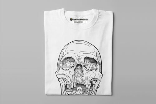 Inner Vista Skull Munky Design Graphic Men's Tee - white - folded straight