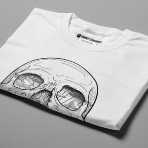 Inner Vista Skull Munky Design Graphic Men's Tee - white - folded angled