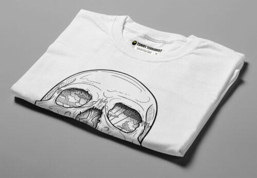 Inner Vista Skull Munky Design Graphic Men's Tee - white - folded angled