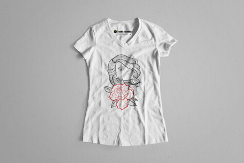 Rose Beauty Munky Design Graphic Ladies' Tee - white