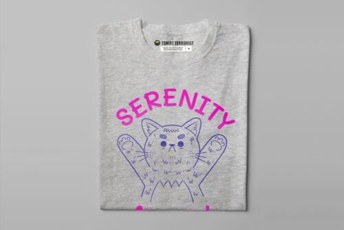 Serenity Meow Happy Chicken Fitness Cult Men's Cat Tee - grey melange - folded straight