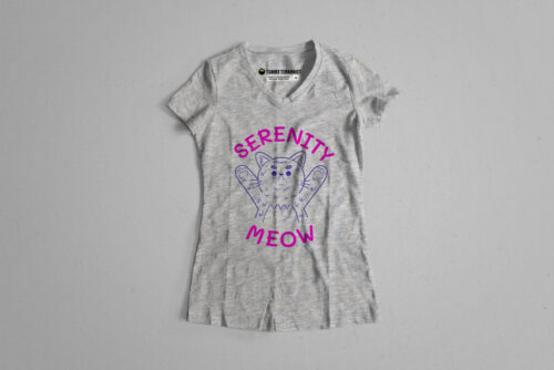 Serenity Meow Happy Chicken Fitness Cult Ladies' Cat Tee - grey melange