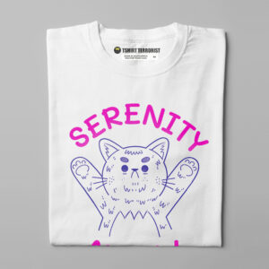 Serenity Meow Happy Chicken Fitness Cult Men's Cat Tee - white - folded straight