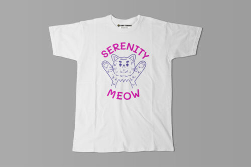 Serenity Meow Happy Chicken Fitness Cult Men's Cat Tee - white