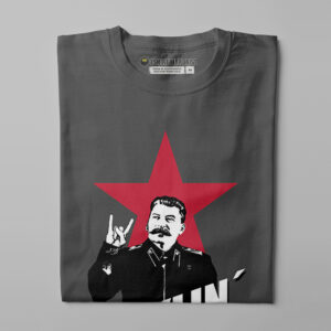 Stylin' Joseph Stalin Communist Parody Men's Tshirt Terrorist Tee - charcoal - folded straight