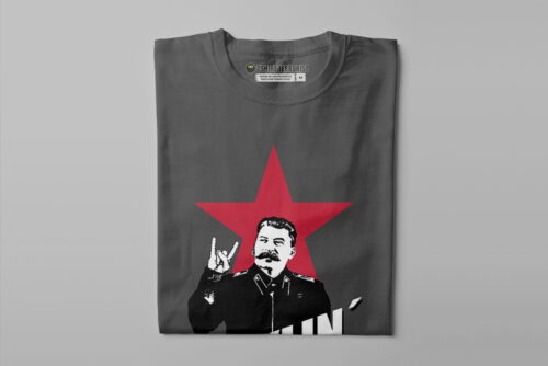 Stylin' Joseph Stalin Communist Parody Men's Tshirt Terrorist Tee - charcoal - folded straight