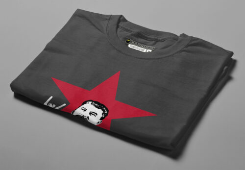 Stylin' Joseph Stalin Communist Parody Men's Tshirt Terrorist Tee - charcoal - folded angled