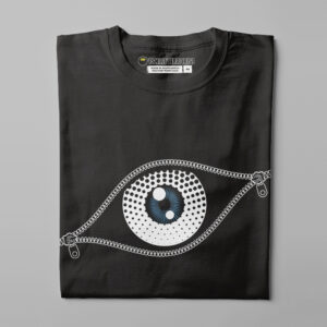 Zip Eye Jade Holing Graphic Men's T-shirt - black - folded straight