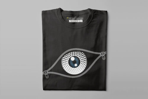 Zip Eye Jade Holing Graphic Men's T-shirt - black - folded straight