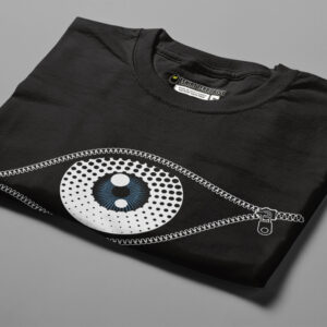 Zip Eye Jade Holing Graphic Men's T-shirt - black - folded angled