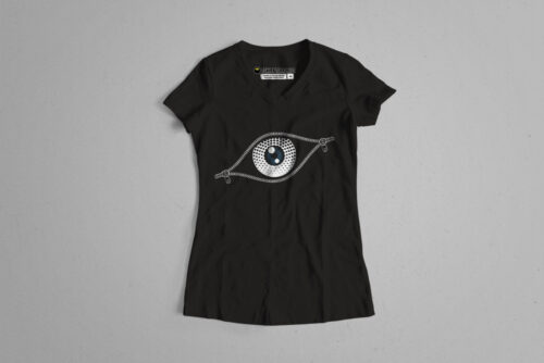 Zip Eye Jade Holing Graphic Ladies' T-shirt - black