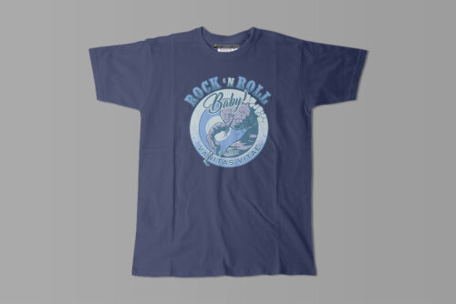 Sisyphus Rock 'n' Roll Tshirt Terrorist Fusion Men's Parody Tee - sage with blue print