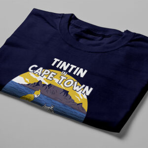 TinTin in Cape Town Illustrated Lennieville Men's Tee - black - folded angled